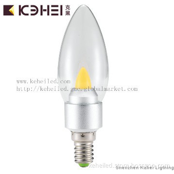 3W E14 led candle lamp 220V with clear glass and Epistar chip